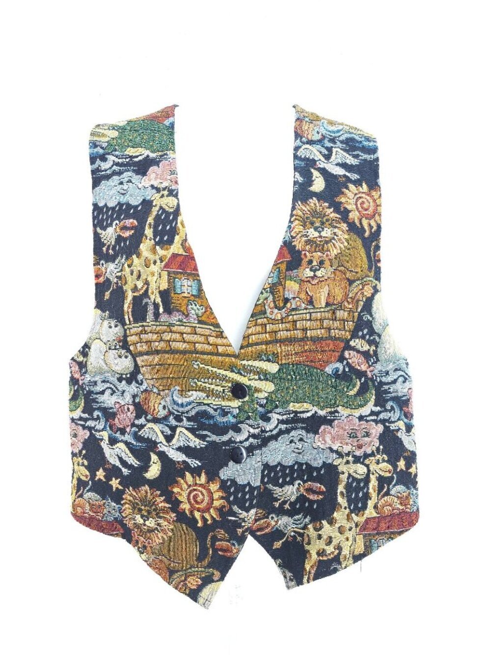 Vintage Facets by Mirrors Noah's Ark Animals SAfari Tapestry Vest Size XL
